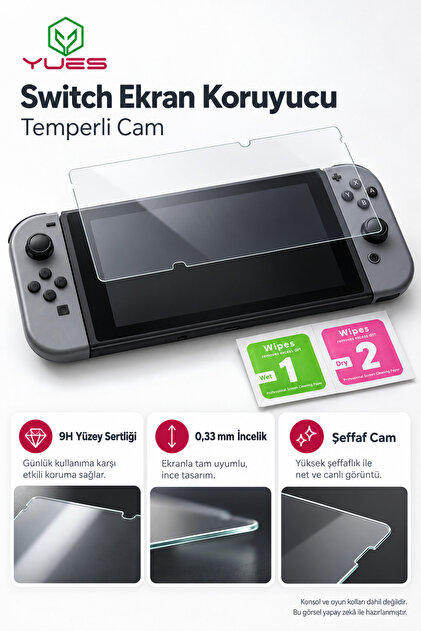 Switch Kırılmaz Cam 9H | Switch Uyumlu Ekran Koruyucu, Ultra Şeffaf & Çizilmez