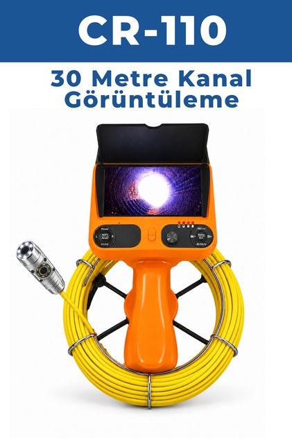 CR-110 30 Metre Sert Kablo Yılan Kamera - IPS Ekran 1080p Endüstriyel 360 Derece Kamera Defineciler İçin ve Baca Temizleme İçin