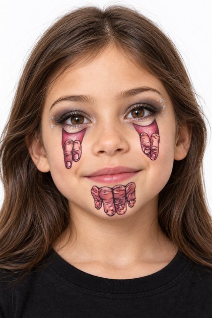 Halloween Cadılar Bayramı Makyajı Korkunç Parmaklı Yüzler Geçici Dövme