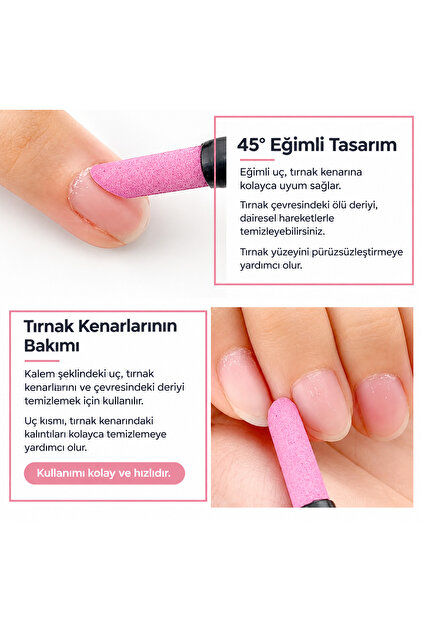 Kütikül Törpüsü Pembe Renk - 1 adet - Tırnak Eti Temizleme - Evde Kolay Salon Kalitesinde Manikür Pedikür