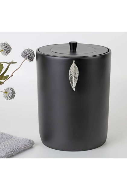 Leaf Çöp Kovası Siyah-Gümüş