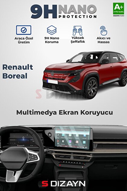 S-Dizayn Renault Boreal 9H Nano Multimedya Ekran Koruyucu (PARLAK) 2025 Üzeri A+ Kalite SEKP391