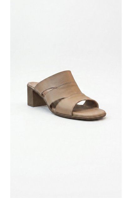 Women's genuine leather heeled mule slippers 617.1561