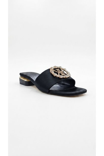 Black Satin Women's Slippers 319.045-323