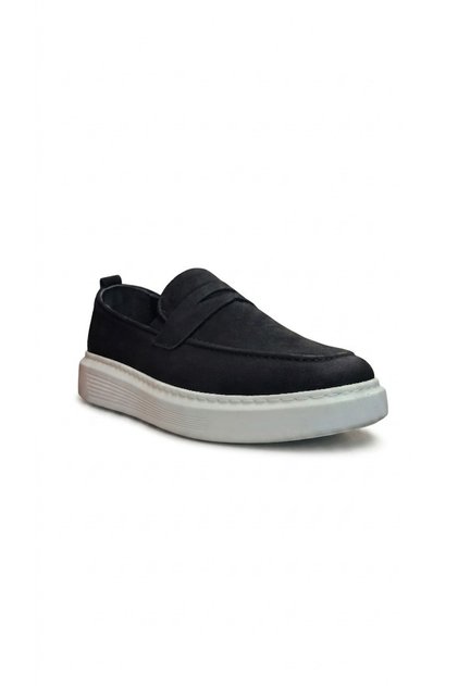 Pantofi casual pentru bărbați din piele naturală nubuc alb-negru 666.4242