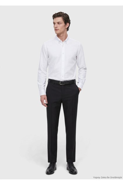 Black Modern Fit Classic Wool Blend Trousers