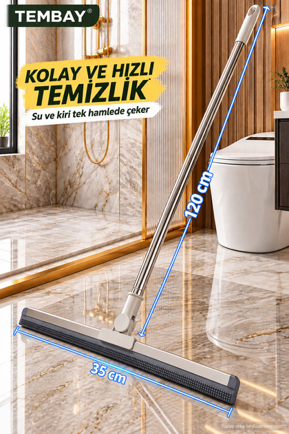 35 cm Silikon Yer Sileceği Çekçek Çekpas – 120 cm Uzun Saplı 180° Döner Başlıklı Yer Ve Cam Sileceği