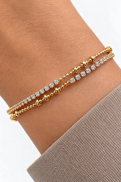 Half Zircon Stone Gold Women's Steel Bracelet Does Not Tarnish and Does Not Lose Color
