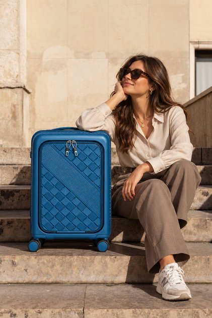 20 Inch Carry On Suitcase with Front-Open Compartment, Polypropylene Shell, Combination Lock and 360° Spinner Wheels