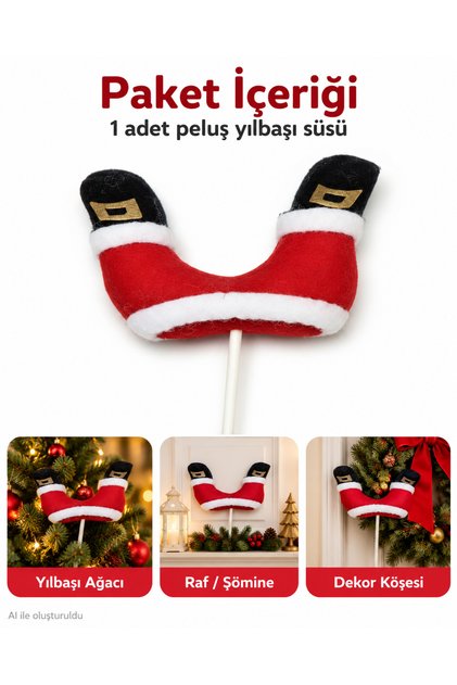 Santa Claus Legs Red and White Color Plush Christmas Ornament