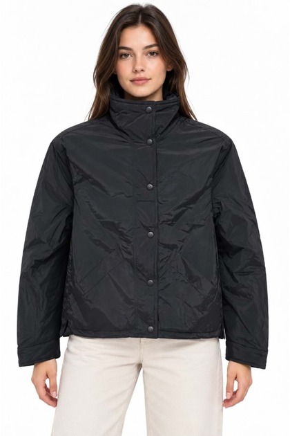 M1110914 Women's Stand Collar Coat Black