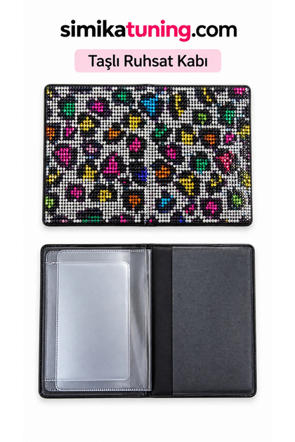 Premium Stone Car License Holder – Stylish and Luxurious License Case with Shiny Crystal Stones Gold Leopard