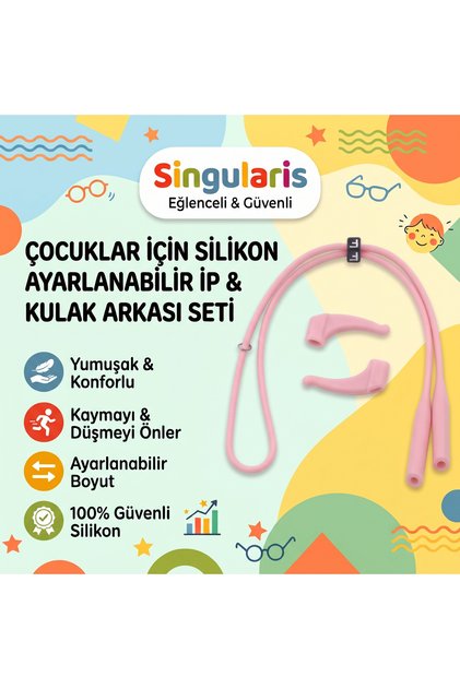 Children's Anti-Slip Silicone Eyeglass Strap and Behind-The-Ear Holder Set - Adjustable Sports Eyewear Attachment (Set of 2)