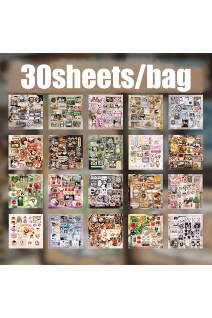 S26705-2 Mr Paper 30/60pcs Happiness Notebook Series Square Cut Film Sticker Book Japan Korea Cute I