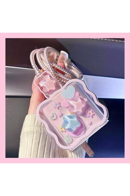 20 3D Silicone Star Cable Organizer For iPhone 11 12 13 14 15 16 Pro Max 20W 18W Adapter Charger Cab