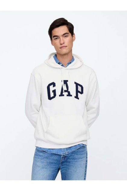 V-Heritage Logo SNL 674148 Erkek Kapüşonlu Sweatshirt BEYAZ