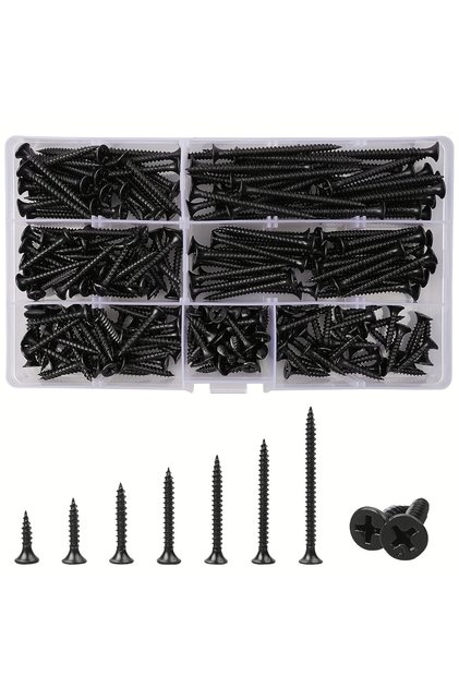 105PCS M3.5 Black Cross Countersunk Head Self Tapping Screw Set, High-Strength Self Tapping Screw, G