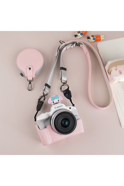 حقيبة كاميرا Only Base Pink لكاميرا Canon EOS R50، غطاء حماية، جراب نصف مع حزام كتف
