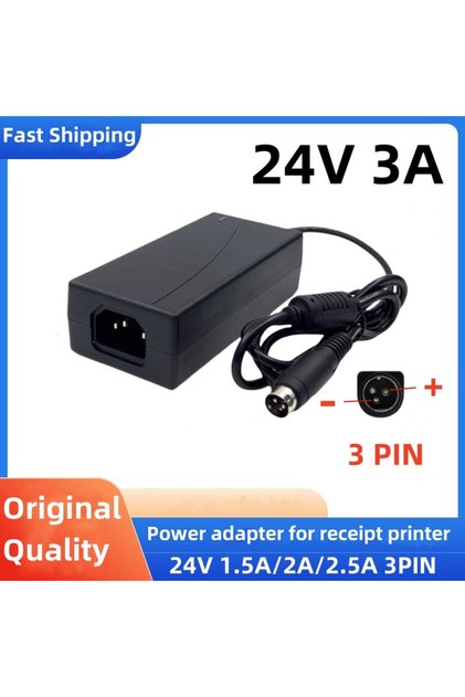EU AC Adapter DC 24V 2A 2.5A 3A 3PIN 60W Power Supply For EPSON Samsung Bixolon Gprinter NCR RealPOS