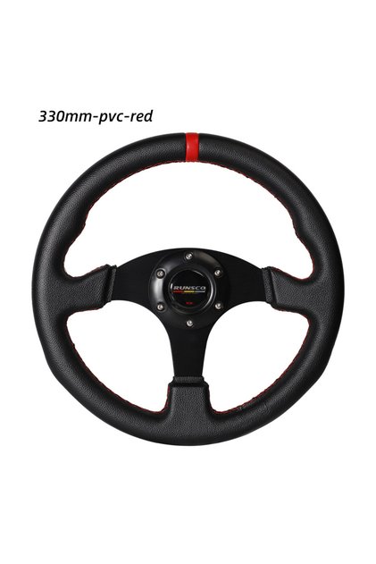 Red 330mm/13 Inch Flat Steering Wheel Aluminium+PVC Drift Simulation Racing Game Steering Wheel Univ