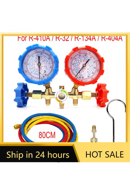 R32 R410a R134a R410a 3 Way AC Diagnostic Manifold Gauge Set for Freon Charging Fits R32 R410a R-404
