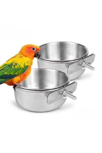 10X4.5cm-1PC Small Pet Stainless Steel Bowl Parrot Food Bowl Water Bowl Food Cup Water Cup Food Trou