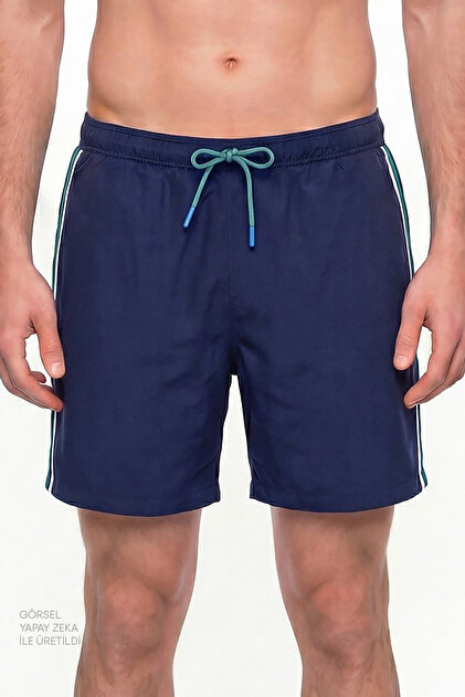 Erkek Mavi Retro Tennis Deniz Şortu