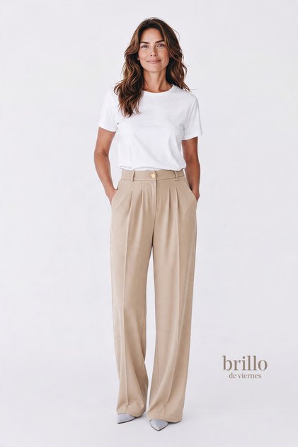 High Waist Elastic Wide Leg Palazzo Woven Women's Trousers