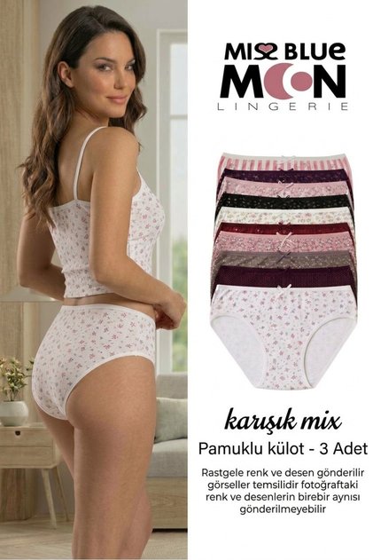 High Waist Printed Bato Foldable 3-Piece Women's Panties 5000