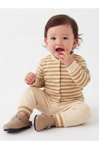 Baby Boy Newborn Striped Top and Bottom Set with Snap Fasteners