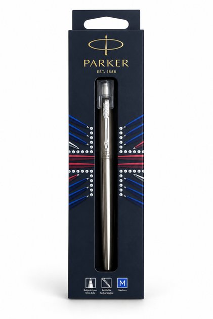 Jotter London Stainless Steel Pen with Silver Edges