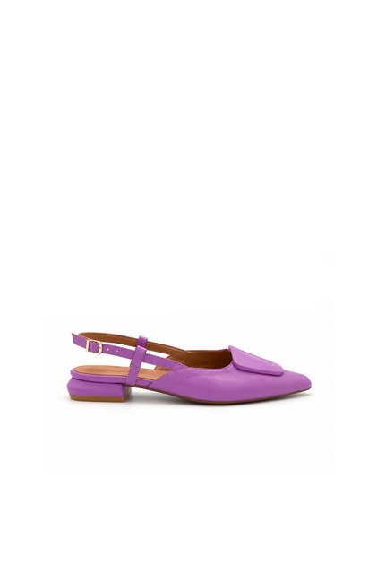 Lilac Genuine Leather Low Heeled Women's Shoes