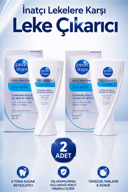 Pro-White - 2 Adet - Leke Çıkarıcı Beyazlatıcı Diş Macunu, İnatçı Lekelere Karşı Etkili, Plak Giderici 50 ml