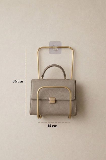 Matte Gold Bag and Accessory Organizer - Adhesive Mounting-Free Wall Hanger, Organizer