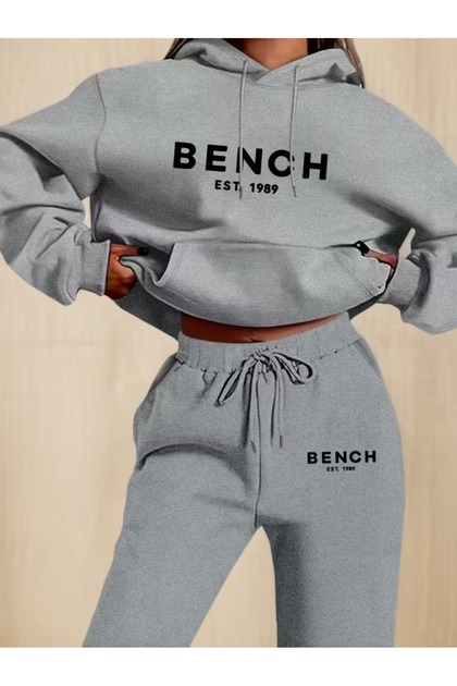 Unisex Alphabet Printed Hooded Tracksuit Set 100% Cotton Hoodie and Pants Set
