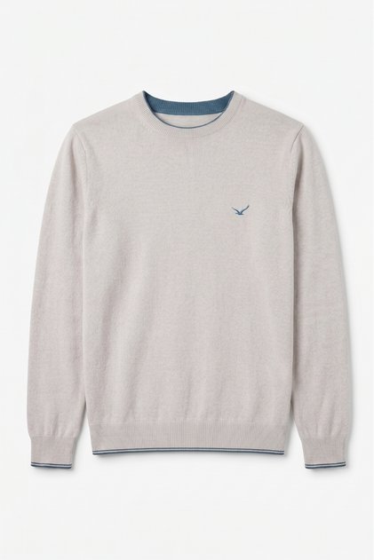 Gands Ice Gray 100% Cotton Crew Neck Knitwear