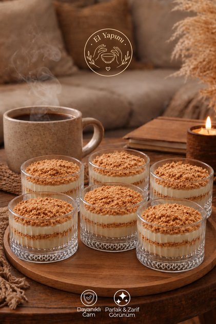 Set of 6 Round Handmade Glass Magnolia Bowls - Modern Striped Dessert and Presentation Bowls