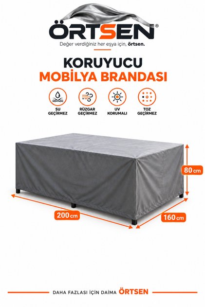 Masa Branda Örtsünü - Bahçe Mobilya Örtüsü 200x160x80 CM Masa Koruma Kılıfı