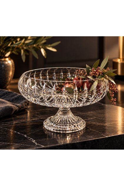 Cut Crystal Round Standing Presentation Bowl 22 Cm Salad Presentation Bowl