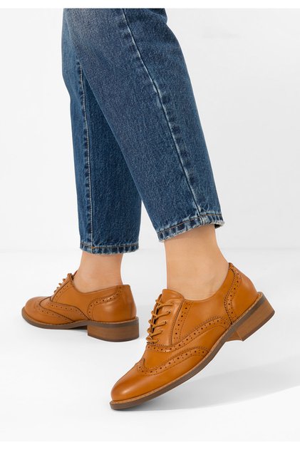 Pantofi cu siret dama Cilora camel