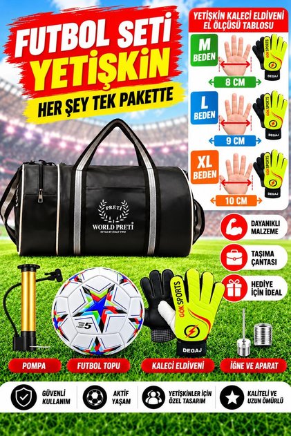 Adult Goalkeeper Gloves Cylinder Sports Bag Soccer Ball Pump Gift