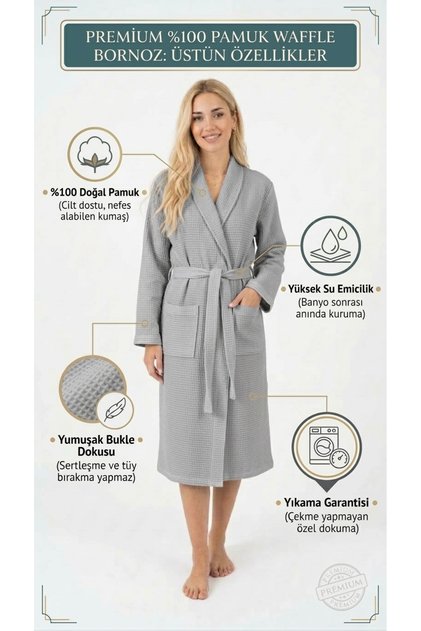 100% Cotton Waffle Pike Bathrobe Unisex Summer Thin Bathrobe Quick Drying Hammam Sauna Bathrobe