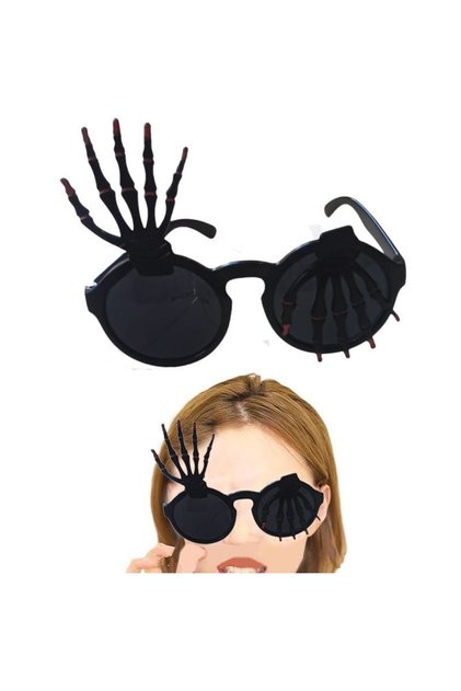 Halloween Camlı İskelet Eli Şekilli Parti Gözlüğü Siyah Renk Gözlük