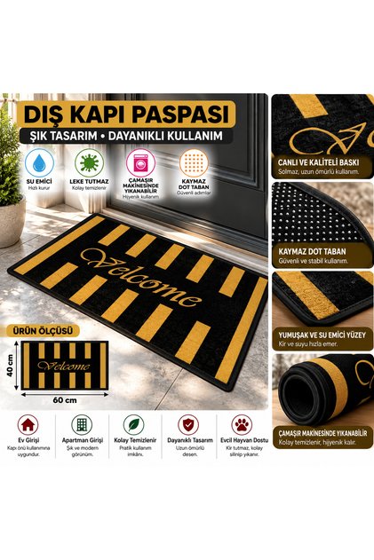 Non-Slip Base Washable Digital Door Mat Outdoor & Balcony Mat