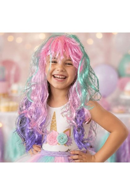 Tek Boynuzlu At Unicorn Peruğu Yetişkin Çocuk Uyumlu 50 Cm 1 Adet Retro