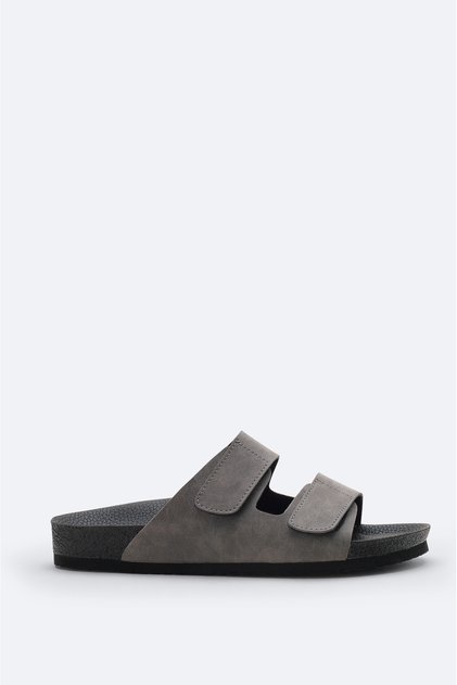 Men's Gray Double-Strapped Lightweight Comfortable Sole Sandals Slippers A61Y8301