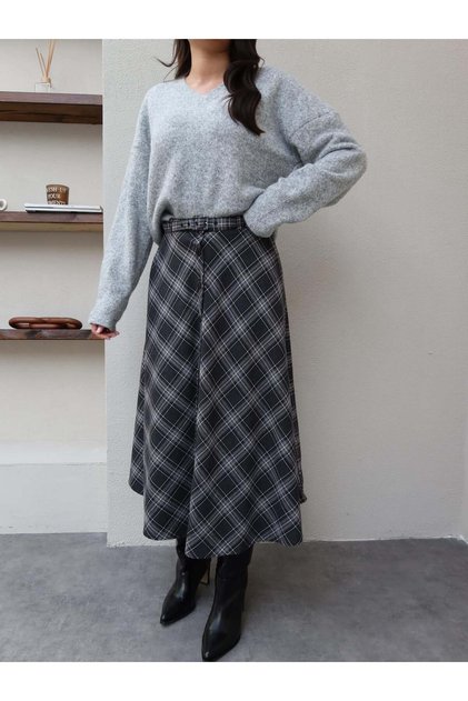 Plaid Pattern Front Buttoned Skirt
