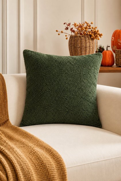 Henna Plain Cushion Cover 43X43 cm Green