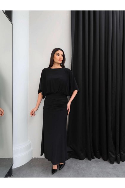 Long Drapey Dress with Drape Detail