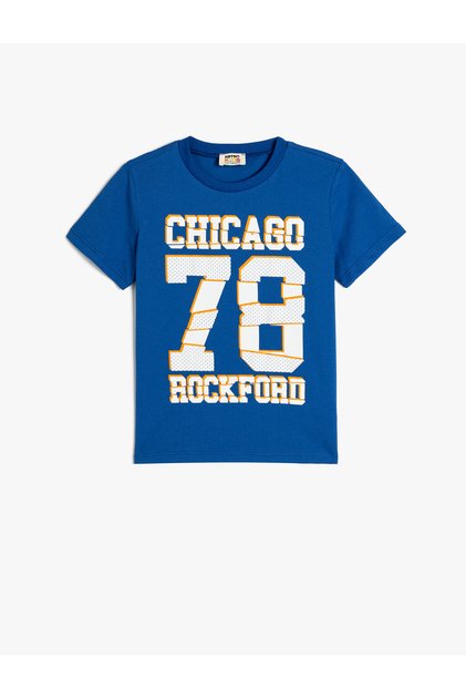 College Printed T-Shirt Short Sleeve Crew Neck Cotton